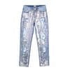 Silver Sequin Distressed Denim Jeans