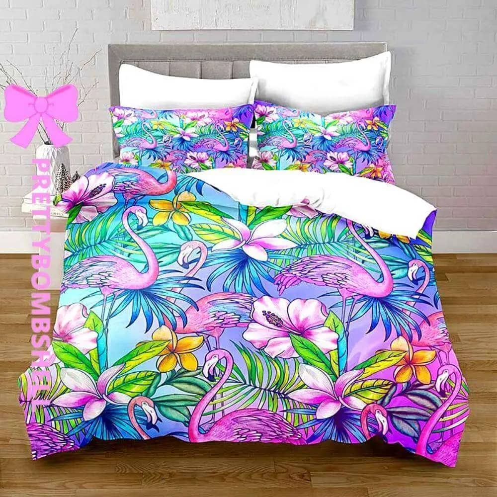 Purple Flamingo Duvet Bedding Set