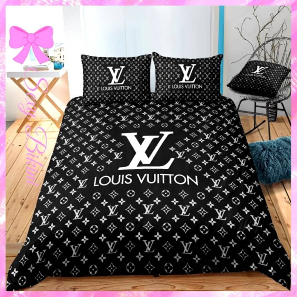 Louis Vuitton Black Logo Duvet Set