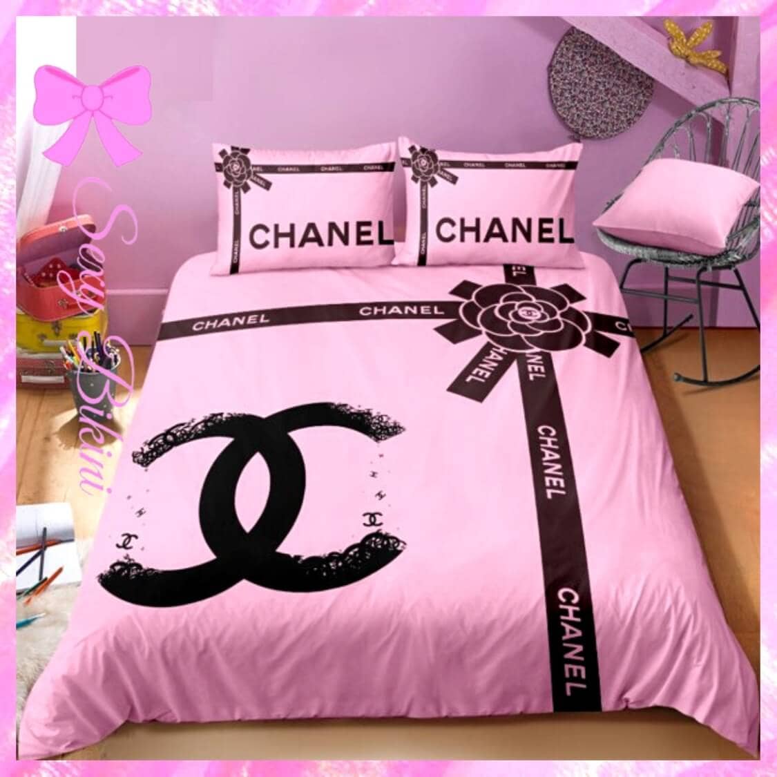Chanel Pink Duvet Bedding Set