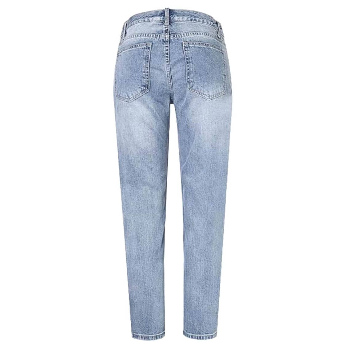 Silver Sequin Distressed Denim Jeans