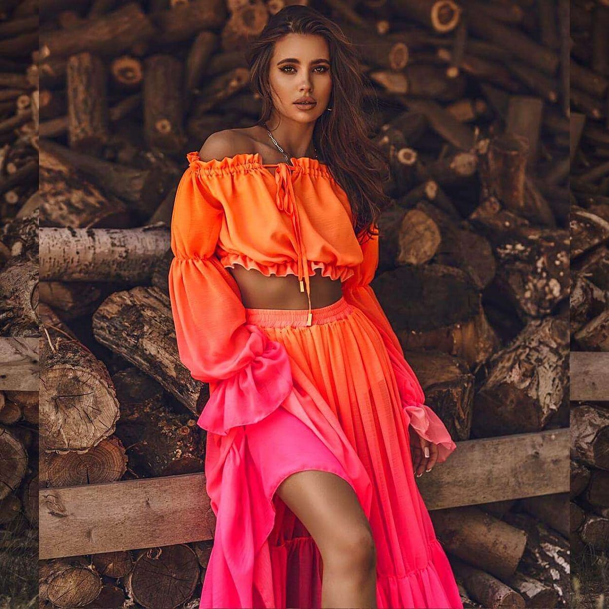 Ombre' Beach Dress in Orange/Pink
