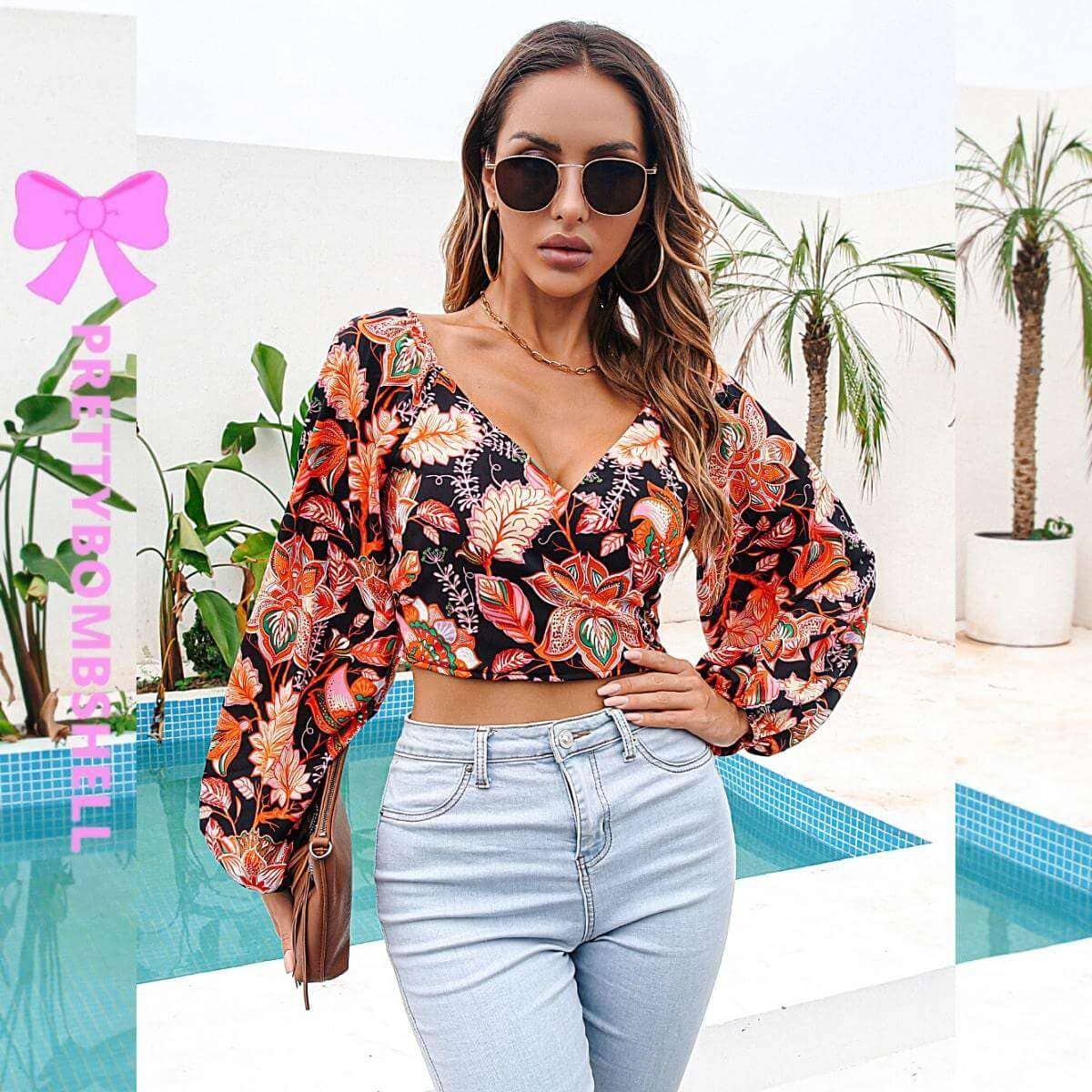 Floral Top With Sleeves