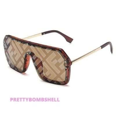 Pretty_Bombshell_Brown Flat Top Gold Framed Sunglasses