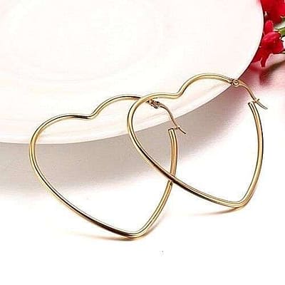 Pretty_Bombshell_Heart Golden Hoop Earrings
