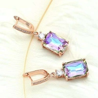 Pretty_Bombshell_Iridescent Crystal Rose Gold Dangle Earrings