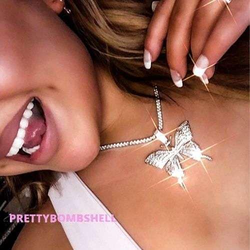 Crystal Diamond Butterfly Necklace