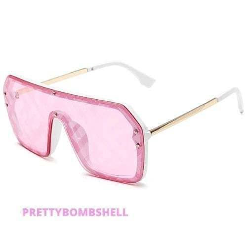 Pretty Bombshell_Pink Flat Top Gold Framed Sunglasses