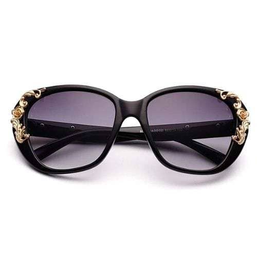 Black Vintage Gold Rose Sunglasses