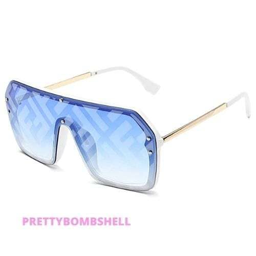 Pretty_Bombshell_Blue Flat Top Gold Framed Sunglasses