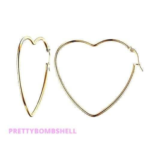 Pretty_Bombshell_Heart Golden Hoop Earrings