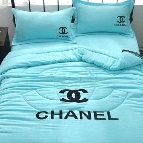 Chanel Sky Blue Duvet Logo Bedding Set