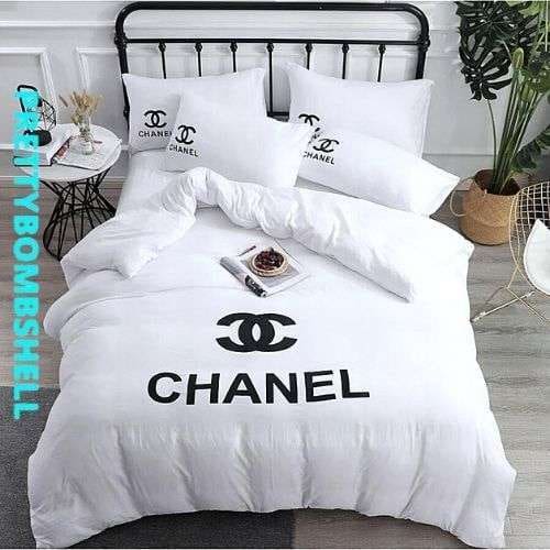 Chanel White Duvet Logo Bedding Set