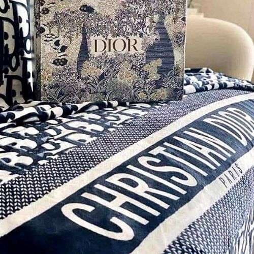 Dior Navy Blue Designer Throw Blanket