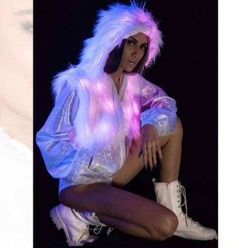 Shaggy Semi Fur Light Up Club Jacket