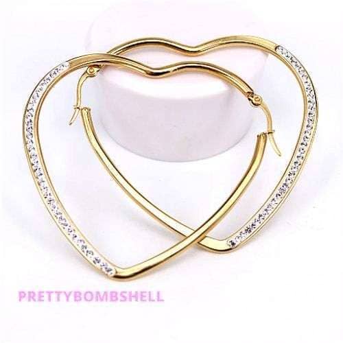 Pretty_Bombshell_Heart Crystal Hoop Earrings