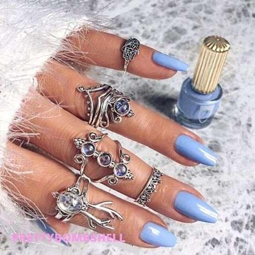 Pretty_Bombshell_Silver Blue Opal Stone Knuckle Rings