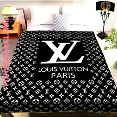 Louis Vuitton Black Logo Throw Blanket