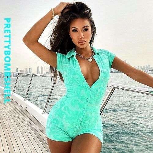 Minty Button Up Lounge Romper