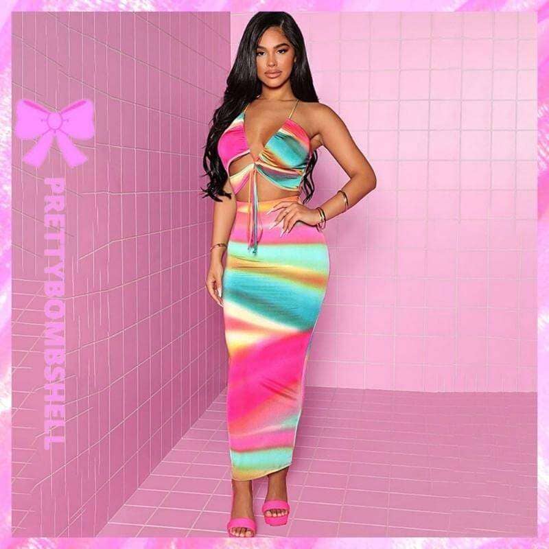 Strappy Two Piece Skirt Sets