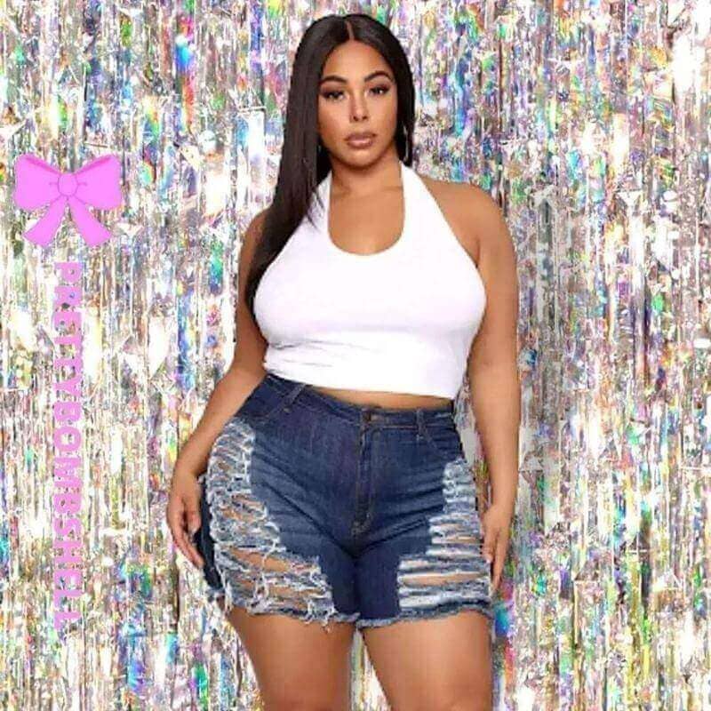 Plus-Size-Ripped-Shorts