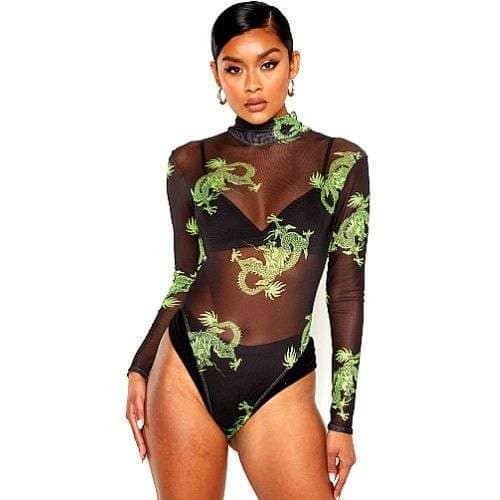 sheer dragon bodysuit